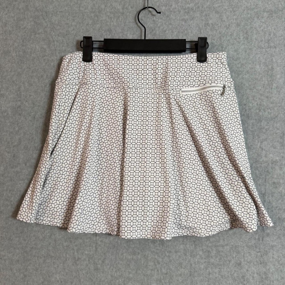 GGblue Luxe Sport Women Golf Skort White Navy Geometric Honeycomb Pleated Med - Picture 2 of 7
